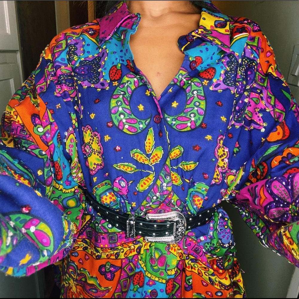 VINTAGE 80'S LONG BUTTON DOWN SHIRT